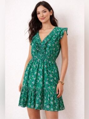 Roller Rabbit Ondika Green Floral Mini Dress